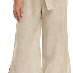 Summer Wide-Leg Pants High Waist Straight Belt Trousers